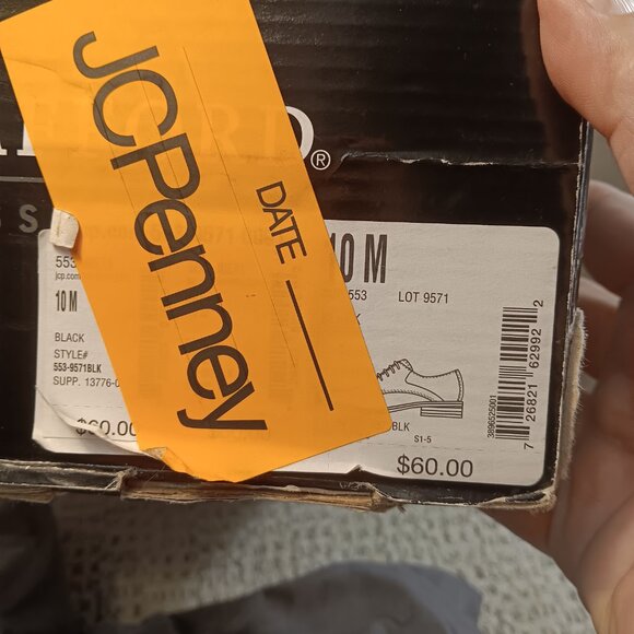 Stafford Essentials men's black patent leather tuxedo dress derby shoes sz 10 M - Picture 11 of 13